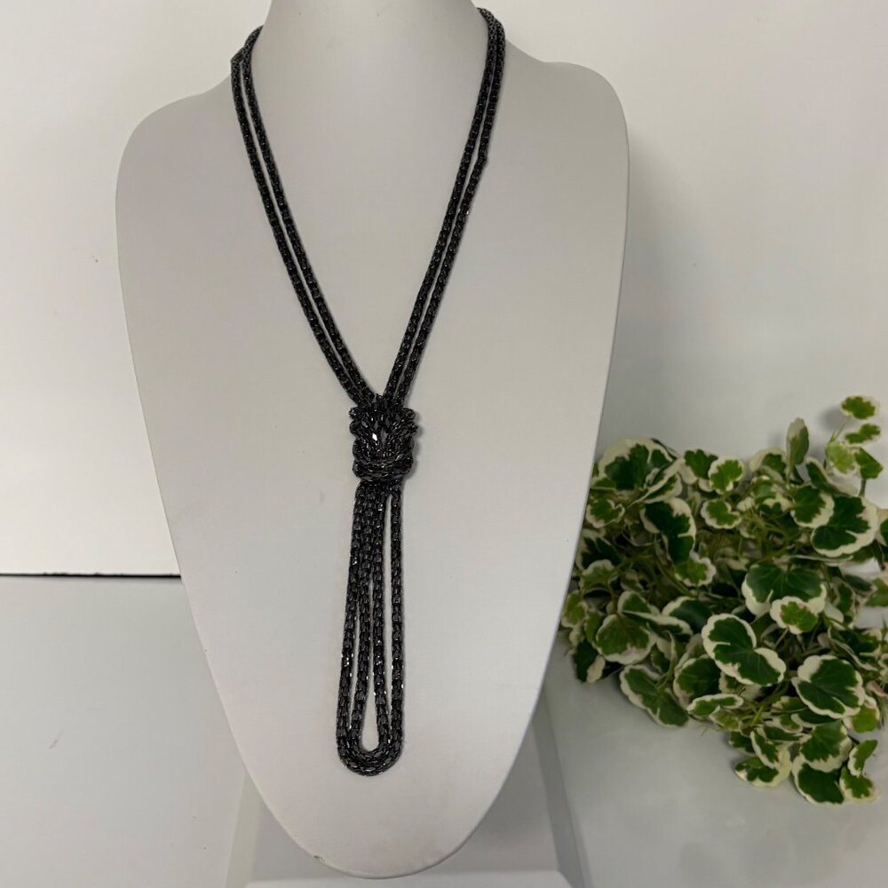 Vintage Mesh Chain Sautoir Necklace Long Flapper Statement Jewelry 24 inch